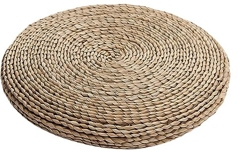 Holibanna 1stk Bodensitz Sitzkissen Geflochten Sommerkühlmatte Rund Gefülltes Kissen Japanische Traditionelle Tatami Rundes Bodenkissen Meditationskissen Für Yoga Ottomane Sofa Tatami-Matte