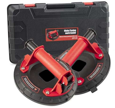 Ventosas 2 piezas | Capacidad de Carga Máxima 150 kg | Elevador de Vidrio con Ventosa al Vacío de 8 Pulgadas,Ideal para Vidrio, Laminado y Azulejos con Caja de Herramientas