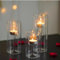 Romadedi Lot de 3 Bougeoirs Photophore en Verre pour Décoration de la Maison Centres de Table Cylindrique Bougies Chauffe-Plat pour Salon Noël Anniversaire Mariage Fête Décor