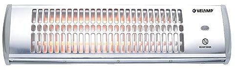 Velamp Radiatore a Parete al Quarzo 600/1200 W – riscaldamento rapido e silenzioso, dotato di doppio elemento, funzionamento a corda, design compatto IP24