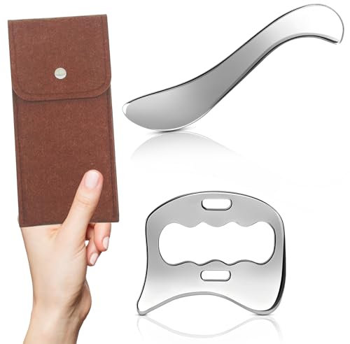 Gua Sha Edelstahl - Gua Sha Schaber - Grade Faszien Tool zum Reiben - Lymphdrainage Massagegerät - Ganzkörper Cellulite Massage