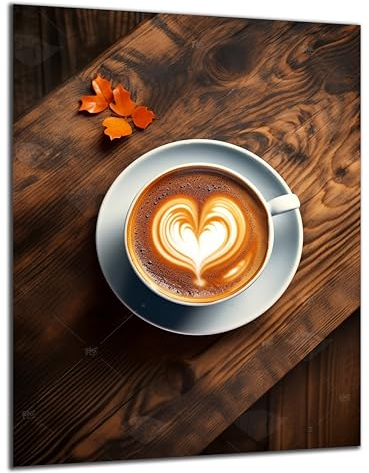 Munera Design - Bild 40x60 - Tasse Kaffee mit Herz Schaum - Wand-Bilder Küche Ess-Zimmer