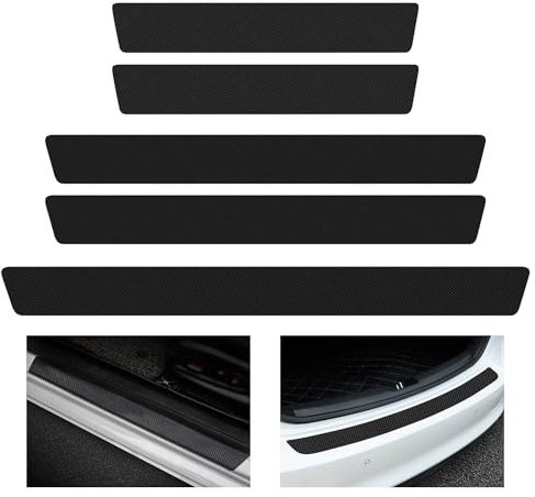NYGGTYK Lot de 4 films de protection pour seuil de portière de voiture avec 1 bande pour pare-chocs de coffre, protection anti-rayures pour seuil de portière de voiture