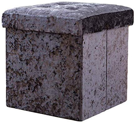 GArcan Stauraum Ottoman Bank Truhe, faltbar Pannesamt für Spielzeug und Schuhaufbewahrung Poufe Sitz Fußhocker-Lila 38x38x38cm(15x15x15inch)