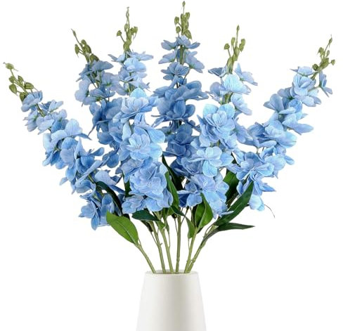IPOPU Künstliche Blumen aus blauem Rittersporn, 6 Stück, künstliche Löwenmaul-Blumen, 83,8 cm, Seide, Rittersporn Blumen für hohe Vasen, Hochzeit, Party, Zuhause, Tischdekoration (blau)