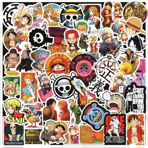 One Piece Stickr Set, 100 Stickr Cartoon Stickers Vinyl Stickers Kids Laptop Sticker & Skateboard Stickr Suitcase Car Bicycle Stickr for Adults Children