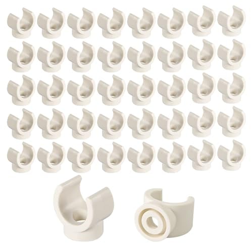 50 Uds Clip de Tubo PVC, 16mm Abrazaderas Tubo Clip de Gancho en Forma de U de Tubería Pex, Herramienta de Soporte de Manguera de Clip de Tubería de Plástico