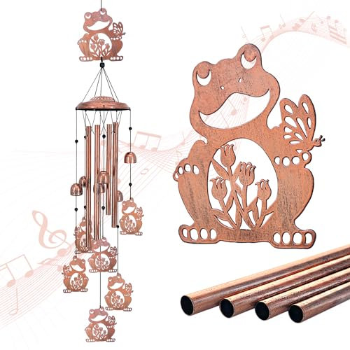 Windspiel mit Fröschen, Geschenke mit Frosch für Frauen/Männer/Mutter/Frau/Oma, Geburtstagsgeschenk, Gedenkgeschenk, Metall-Windspiele für draußen/drinnen, Rasen, Terrasse, Veranda, Hof, Gartendeko