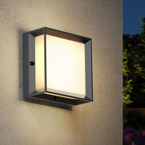 irotine 1 Stück Anthrazit Außenwandleuchte, Außen Walllampe Wasserdicht IP65, Wandleuchte Außen Garage Garten Außenleuchte Wand E27 Außenlampe Wand,Aussenleuchte Wand(Ohne Leuchtmittel, Max 60Wx2)
