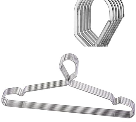 Trrcylp Paquete de 10 perchas de alambre de 41.9 cm con cerradura de 4 mm, de acero inoxidable, delgadas, resistentes, resistentes al viento, gancho de cierre de metal, ahorro de espacio, perchas de