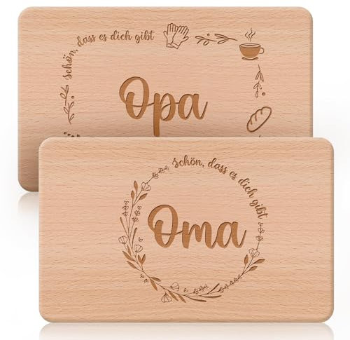 2Pcs Opa und Oma Frühstücksteller | Geschenk für die Familie | Gravierter Brotzeitteller | Kranz Design | Ideal für Geburtstage und Weihnachten | Ein Aufmerksames Geschenk