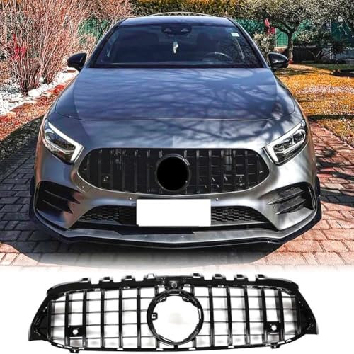 W177 Copertura per griglia del cofano anteriore adatta per Mercedes-Benz Classe A W177 A200 A220 A250 A35 AMG Sport Sedan 2019-2020 Kit di rivestimento per griglia paraurti (nero lucido)