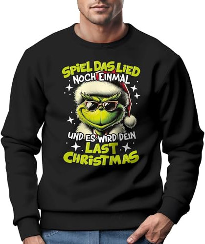 MoonWorks® Sweatshirt Herren Weihnachtspullover Grinch Spruch Weihnachten Weihnachtmuffel Weihnachtsoutfit Männer schwarz 3XL
