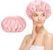 Aquior Shower Cap Reusable Double Layer Waterproof Hair Cap Shower Cap for Women Large Bath Hair Cap for Girls Spa Home Salon Use, All Hair lengths (Pink)