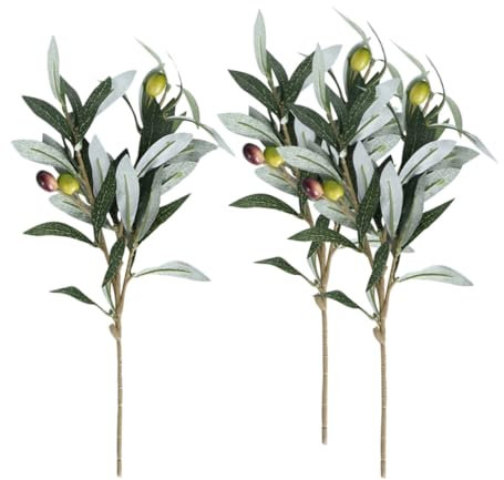 MAGICLULU 3pièces Branches Olive Artificielles Vertes pour Décoration De Maison Bureau Et Fêtes Accessoires De Plantes Décoratives