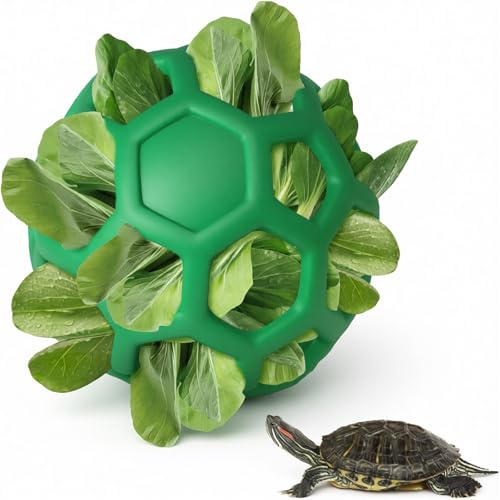 Zhowyeemeng Tortoise Treat Ball, Toy Hay Feeder, Grass-Feeding Ball, Fruit and Vegetable Feeder, Foraging Toy for Large Pet Tortoises and Medium-Sized Animals Like Rabbit (Green, Diameter 14cm/5.5in)