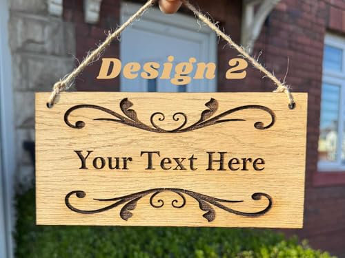 Personalised Wooden Door Sign, Custom Garden Signs, Wall Plaques for Home, Room or Front Door, Outdoor Indoor Hanging Name Sign, Custom Gift for Christmas, Home Decor (Design 2)