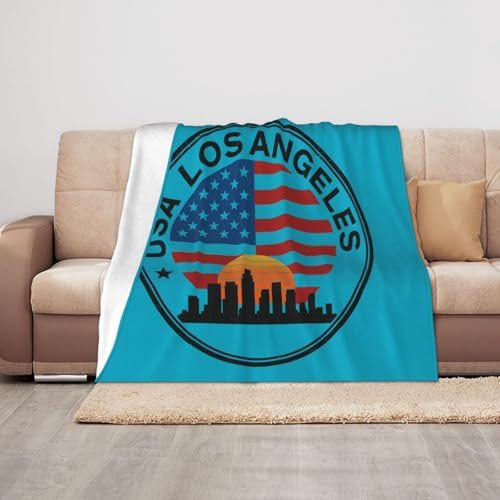 ZTPOWQA USA Los Angele Plüschdecken, 127 x 101,6 cm, gemütliche Decke für Couch, weich, warm, für Heimdekoration, Sofa