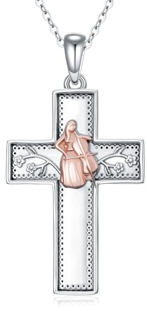 PROESS Kreuz Kette 925er Sterling Silber Musik/Sport Anhänger Halskette Western Kreuz Schmuck Religiöses Geschenk für Frauen