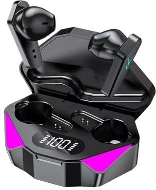 Ahuuen Wireless Headphones - Workout Earbuds | Battery Display Headphones with Light Mode Charging Earpiece for Men Women Sports Gym Work Running Game