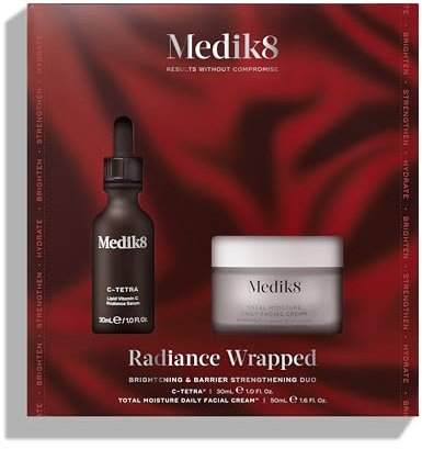 Medik8 Radiance Wrapped - Brightening & Barrier-Strengthening Duo - C-Tetra (30ml) & Total Moisture Daily Facial Cream (50ml) - Brighten, Strengthen, Hydrate