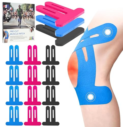 NEUJUS Knie Tape Vorgeschnitten 12 Stück, Kinesiologie Tapes Knie, 3-Mix | Elastische Knietapes fürs Knie, latexfrei, atmungsaktiv und stark haftend für Training, Laufen, Fitness und Alltag