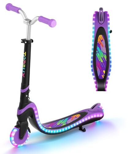 TONBUX Roller Kinder für 3–12 Jahre, Kinderroller mit Cool Beleuchteten Deck und PU-Rädern, 3-Stufig Höhenverstellbarer Scooter mit Ständer, Leicht Roller Kinder 3 Jahre