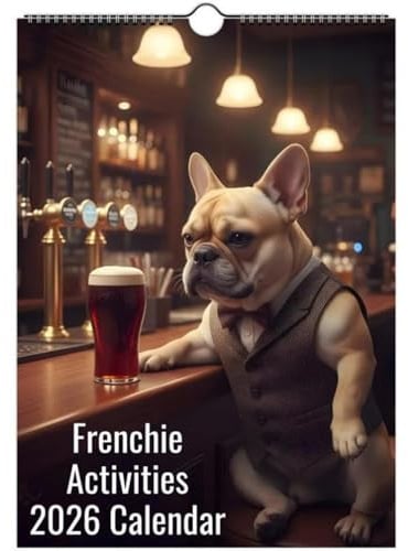 27,9 x 26 cm bezaubernder Frenchie-Themenkalender 2026 Schreibtischkalender 12 Monate von Januar bis Dez. Monatlicher Flip-Wandkalender für Planung oder Organisation für Heimschreibtisch