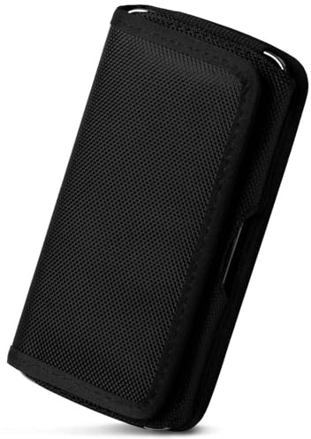 moex für Samsung Galaxy Z Fold 7 Gürteltasche Handy mit Klettverschluss horizontal, Holster mit Gürtelclip Robustes Nylon, Handytasche quer mit Halterung für Gürtel, Mesh Case, Schwarz