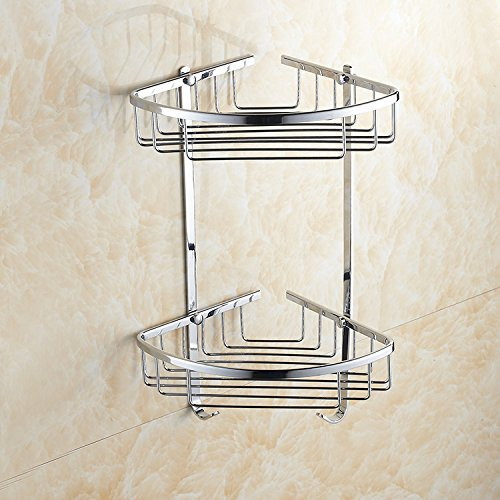 Bene-Mod Design K21-052-2 Doppel Duschkorb Eckkorb Regalen, Massive Messing, Verchromt, (Duschkorb-doppel)