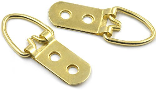 fujiyuan 10 PCS Triangle D-Ring Bilderrahmen Aufhänger Rahmen Spiegel Loch mit Schrauben Craft zum Aufhängen Width: approx 16mm gold
