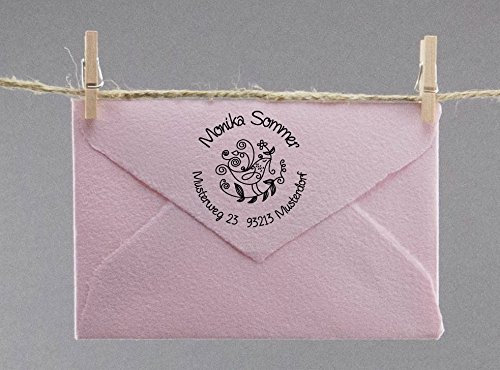 Webermann personalisierbarer Holz Stempel mit Namen & Adresse - Vogelmotiv - Adressstempel individualisierbar - Stempel für Grußkarten, Hochzeit, Firmung, Taufe