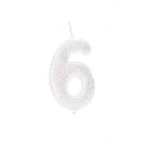 Anniversary House Colourful Iridescent Glitter Candle, Number 6, Birthday Cake Topper, 6th Birthday Candle, Numeral Candle, Cake Candle, 7cm, AHC01/6