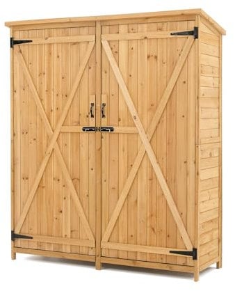Gardiun Armoire de Rangement Jardin Sundy 140x50x162 cm Bois Massif