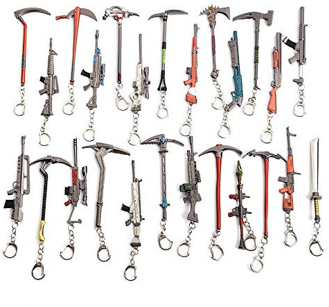 Frmarche 5pcs Porte-clés en Cuir Vintage Porte Clef Metal Jeu vidéo Pistolet Jouets Collection Cadeau (style aléatoire)