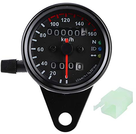 cuentakilómetros moto homologado + Akozon Medidor de velocidad universal para moto, medidor de velocidad, doble pantalla digital KM/H (negro)