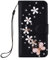 Awenroy Glitter Wallet Case for iPhone 11 Luxury Bling Rhinestones Diamonds Pattern and PU Leather Magnetic Flip Cover with Card Slots Holders Wallet Case - Black