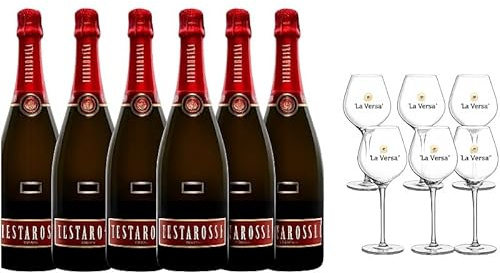 LA VERSA TESTAROSSA 2016 PINOT NERO METODO CLASSICO BRUT OLTREPO PAVESE DOCG 75 CL 6 BOTTIGLIE CON BICCHIERI