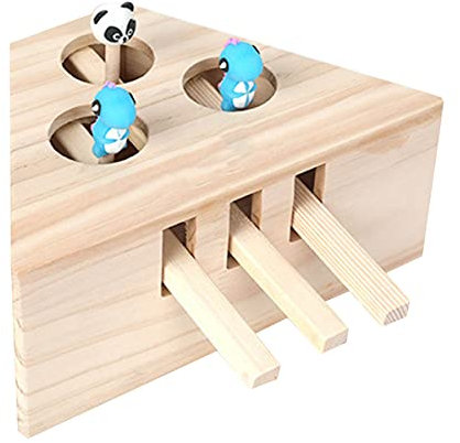 Cat Puzzle Box with Cartoon Mouse - Interactive Kitten Hunt Toy for Cat Playing, Scratching & Bite