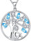 YL Damen Lebensbaum Kette 925 Sterling Silber geschnittenen März Geburtsstein Aquamarinblau Zirkonia Stammbaum Anhänger Halskette für Frauen, 45 + 3CM