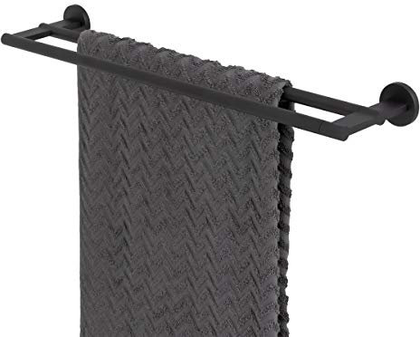 Tiger Noon Handtuchhalter doppelt, Premium-Handtuchreck aus Edelstahl, Farbe: Schwarz, B x H x T: 59,9 x 4,9 x 12,4 cm