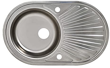 Design Edelstahl Einbauspüle (78 x 48 cm 1 Becken) Ovalspüle Oval Ovales Spülbecken Spüle mit Überlauf inkl.Syphon Set