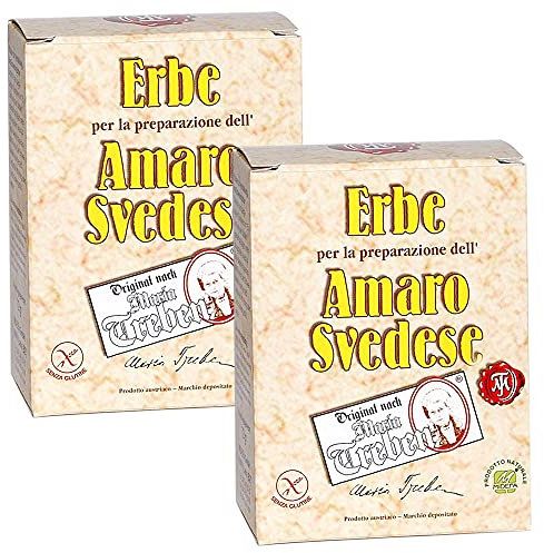 2x Amaro Svedese - Miscela di Erbe per la preparazione casalinga - 72 gr - Originale Maria Treben - Pacchetto da 2 confezioni da 72 gr l'una + in OMAGGIO 2 Tisane Funzionali Viropa