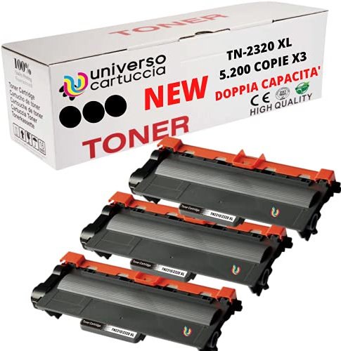 Universo Cartuccia Toner komp. Brother TN 2320 XL 5200 Kopien, für MFCL2700DW MFCL2700DN MFCL2720DW MFCL2740DW DCPL2500D HLL2300D HLL2340DW HL L2340DW HL 2365DW HL L2370DN (3 x TN2320 XL)
