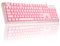 MageGee Gaming Keyboard, 7 Solid Colors Backlit Wired Gaming Keyboard with Clear Housing and Double-Shot Keycaps, K1 Waterproof Ergonomic 104 Keys Light Up Keyboard for PC Desktop Laptop, Pink