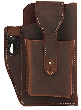 Uposao Leather Cell Phone Pouch Belt Loop Multitool Sheath with Key Holder Waist Bag with Phone Holsters for Men Cell Phone Holster Case Phone Belt Holder