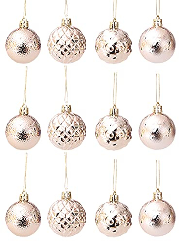 Weihnachtskugeln, 12er Weihnachtsdeko matt glanzend glitzernd Christbaumkugel Anhänger Baumschmuck Weihnachten Weihnachtsbaum Deko Christbaumkugeln Weihnachtskugel Champagner