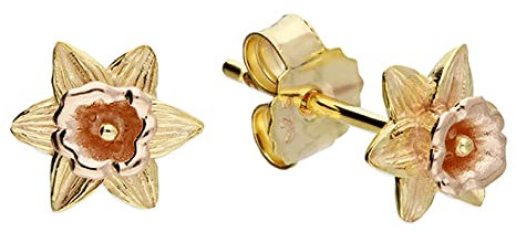 9ct Yellow & Rose Gold on Silver Daffodil Stud Earrings