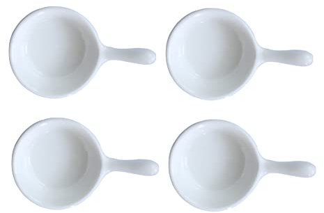 JIHUOO 4 Pcs White Ceramic Sauce Dishes Porcelain Dipping Bowls Soy Sauce Dish with Handle Containers for Small Side Dishes Dips