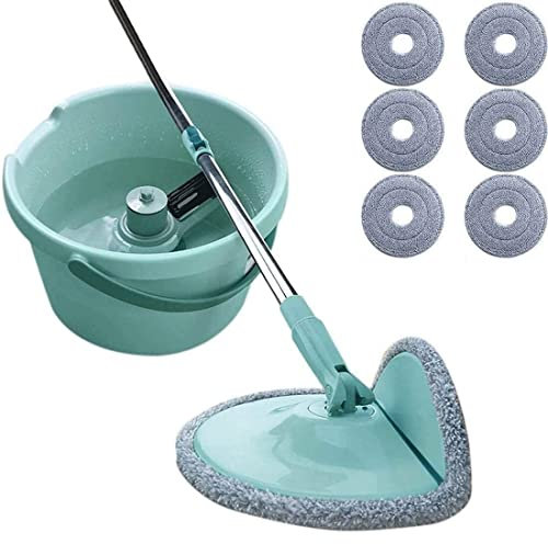 JINHH Floor Mop Microfiber Spin Mop Bucket Easy Wring Foldable Mop Head Round Flat Mop Rotating Mop Wet Dry Self Cleaning Dust Mop for Hardwood Laminate Tiles